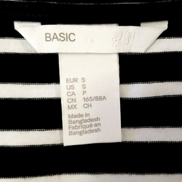 H&M Black And White Striped Long Sleeve Fitted Dress Size S - Picture 4 of 5